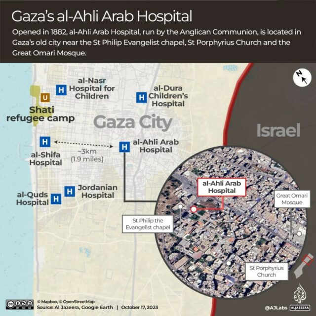 INTERATIVO - Mapa quadrado do Hospital Árabe Gaza al-ahli REVISADO
