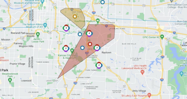 Milhares de casas em Kansas City e Raytown ficaram sem energia no sábado, 13 de janeiro de 2024.