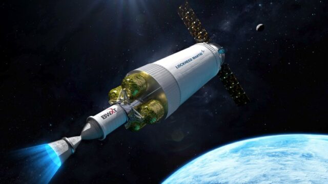 Ilustração da espaçonave DRACO sendo desenvolvida pela Lockheed Martin para a DARPA 
