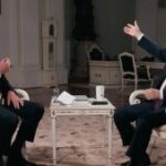 Tucker Carlson entrevista o presidente da Rússia, Vladimir Putin (Crédito: TCN)