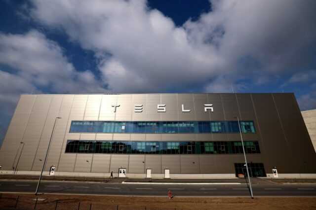 Uma vista da Tesla Gigafactory em Gruenheide, perto de Berlim, Alemanha
