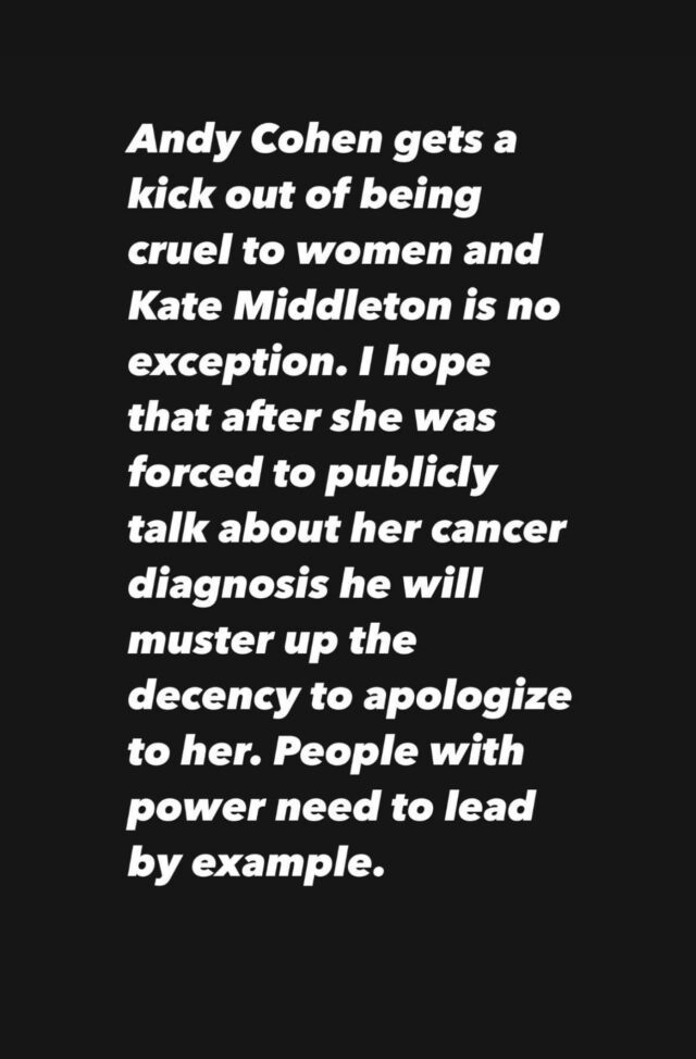 Leah McSweeney critica Andy Cohen por ‘ser cruel com as mulheres’, incluindo Kate Middleton