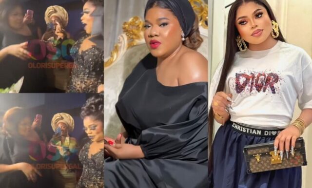 Toyin Abraham confirma Bobrisky por ganhar o prêmio de Melhor Vestido na estreia do filme Ajanaku Kemi Filani blog min