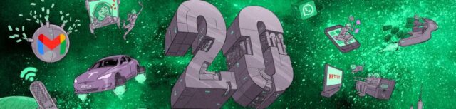 Banner do 20º aniversário do Engadget