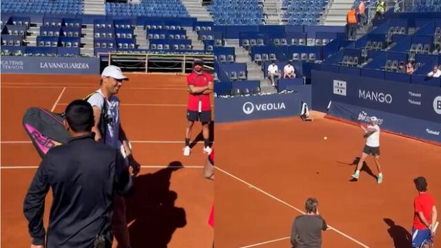 Nadal se exige ao máximo contra Báez com seu filho como testemunha