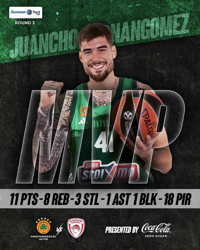 Juancho, em modo MVP, decide o clássico entre Panathinaikos e Olympiacos