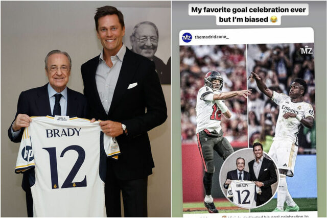 O dia de Tom Brady no Bernabéu: camisa, gol dedicado por Vinicius e festa no vestiário