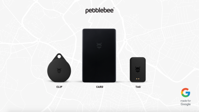 Uma imagem de três novos rastreadores Pebblebee.
