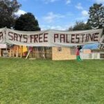 Campus da UCLA onde estudantes manifestantes pró-Palestina se reuniram no campus de Westwood (Raquel