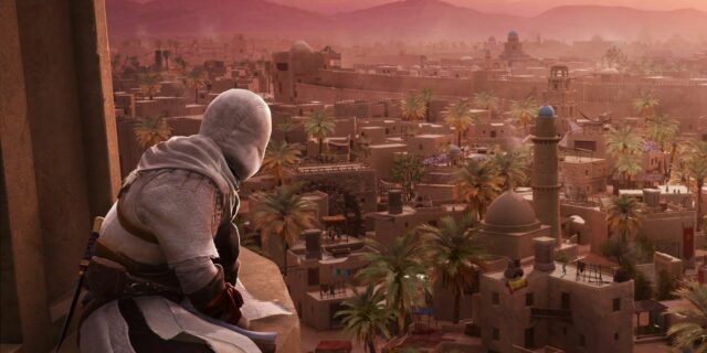 Assassin's Creed miragem Basim sobre Bagdá