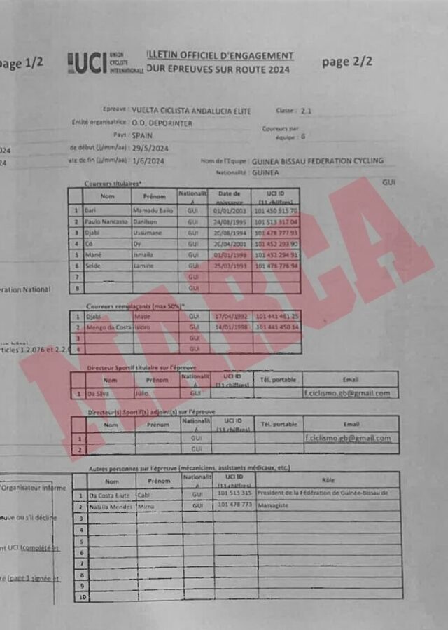 A selecção da Guiné-Bissau prepara-se para a Vuelta a Andalucía feminina... com uma equipa masculina!!