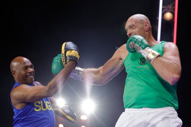 Boxe - Tyson Fury x Oleksandr Usyk - Treinos Abertos - BLVD City - Music World, Riade, Arábia Saudita - 15 de maio de 2024 Tyson Fury durante os treinos abertos Imagens de ação via Reuters/Andrew Couldridge