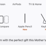 A nova linha de iPads da Apple, mostrando contornos e legendas para cada modelo disponível.