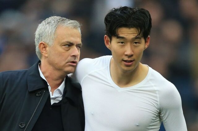 José Mourinho e o capitão do Tottenham, Son Heung-min