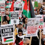 Manifestantes em Detroit pedem cessar-fogo em Gaza em 28 de outubro