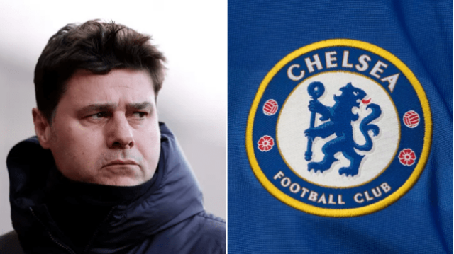 Mauricio Pochettino e o escudo do Chelsea