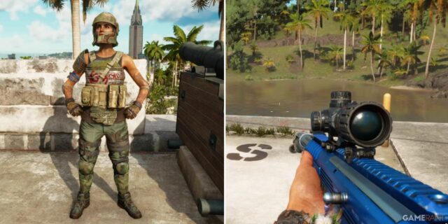 Far Cry 6 – Imagem dividida em primeira e terceira pessoa