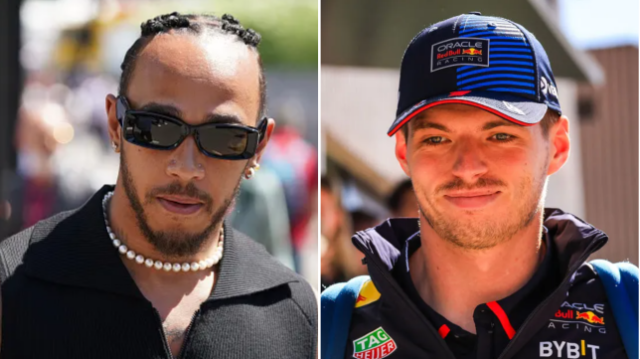 Os campeões da F1 Lewis Hamilton e Max Verstappen