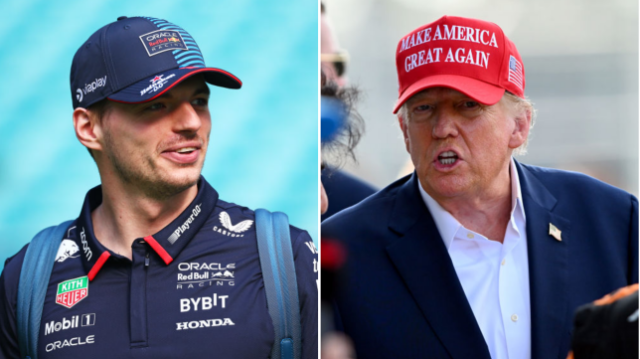 O tricampeão de F1 Max Verstappen e o ex-presidente dos EUA Donald Trump
