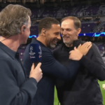 Rio Ferdinand abraça Thomas Tuchel antes da semifinal da Liga dos Campeões