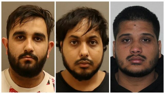 Karan Brar, Kamalpreet Singh e Karanpreet Singh, os três indivíduos acusados ​​de assassinato em primeiro grau e conspiração para cometer assassinato em relação ao assassinato no Canadá do líder separatista Sikh Hardeep Singh Nijjar em 2023, são vistos em uma combinação de fotografias sem data divulgadas por a Equipe Integrada de Investigação de Homicídios (IHIT).  IHIT/Folheto via REUTERS ESTA IMAGEM FOI FORNECIDA POR TERCEIROS