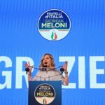 A primeira-ministra da Itália, Giorgia Meloni, fala após o anúncio dos resultados parciais das eleições para o Parlamento Europeu, em Roma, Itália, 10 de junho de 2024 REUTERS/Alberto Lingria