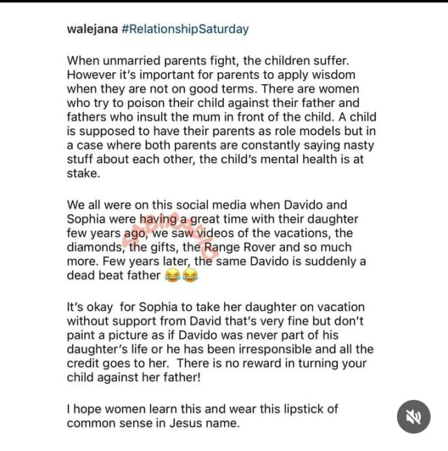 Wale Jana comenta o drama de Davido e Sophia Momodu