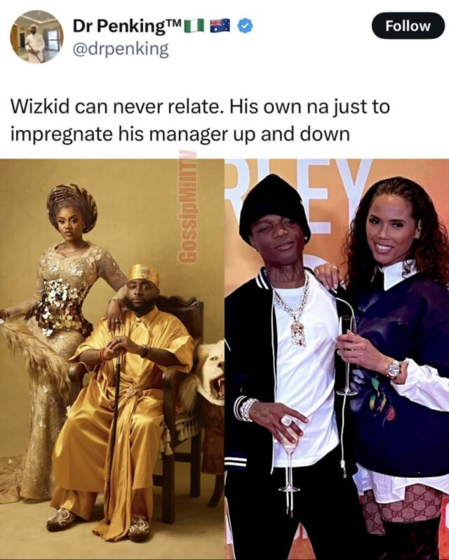 Dr. Penking arrasta Wizkid após a divulgação das fotos pré-casamento de Davido.