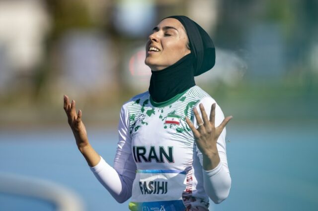O velocista iraniano Farzaneh Fasihi.