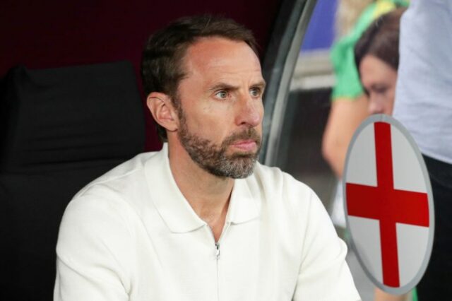 Gareth Southgate, da Inglaterra, visto durante o jogo do UEFA EURO 2024 entre Dinamarca e Inglaterra