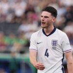 Declan Rice, da Inglaterra, assiste à fase de grupos do UEFA EURO 2024