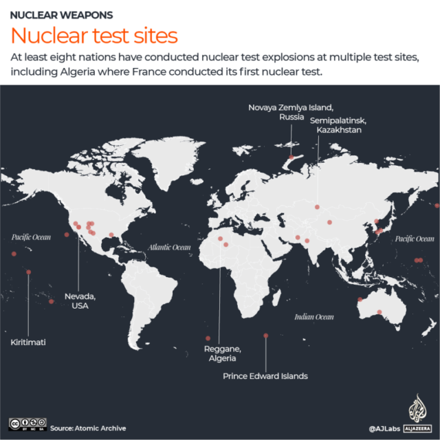 INTERATIVO - 3 - Onde ocorreram testes e explosões nucleares-1693294570