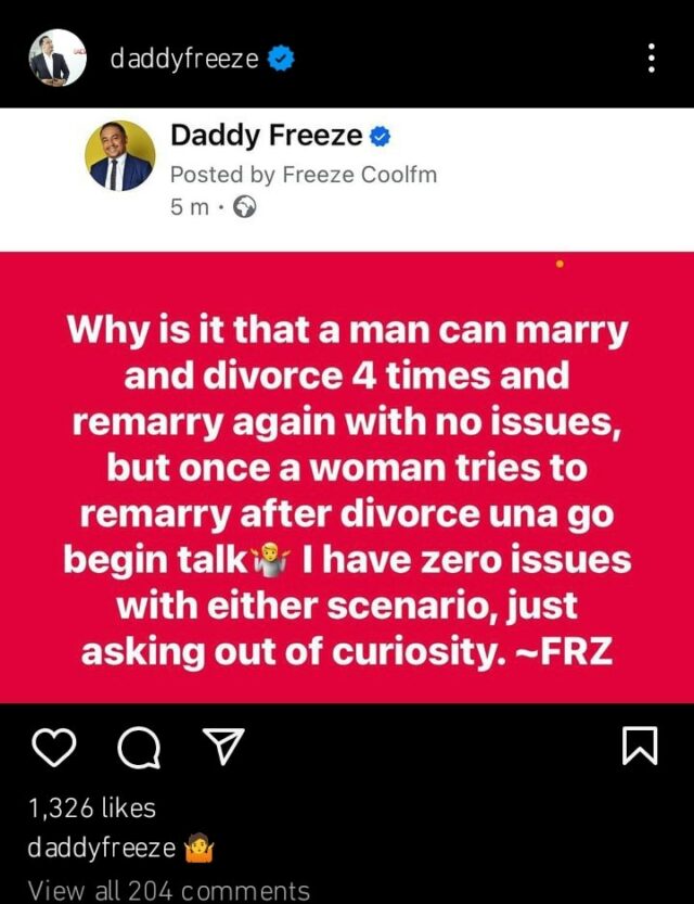 Daddy Freeze pergunta por que posso casar e me divorciar 4 vezes