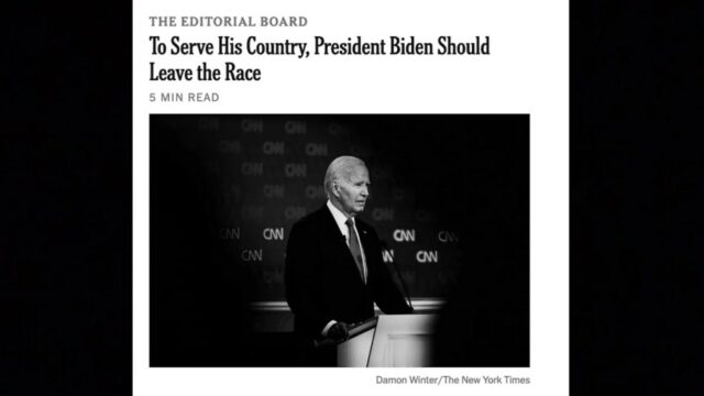O conselho editorial do New York Times pediu na sexta-feira a Joe Biden que desistisse da corrida de 2024.