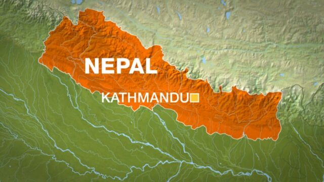 Mapa mostrando o Nepal Katmandu