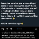 Do2dtun critica os nigerianos que criticam os hábitos de fumar de Rema.