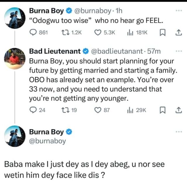 Burna Boy respondeu fã que disse para ele ir se casar