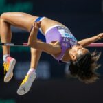 Morgan Lake competindo no salto em altura no Campeonato Mundial de Atletismo em Budapeste em 2023.