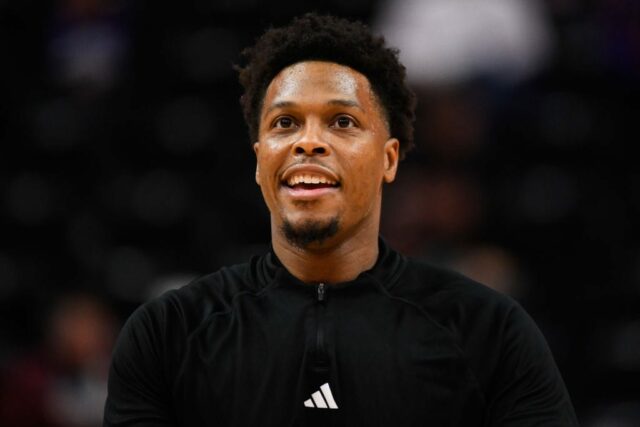 Kyle Lowry, nº 7 do Miami Heat, se aquece antes de um jogo contra o Utah Jazz no Delta Center em 30 de dezembro de 2023 em Salt Lake City, Utah.