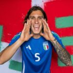 Estrela italiana Riccardo Calafiori na Euro 2024