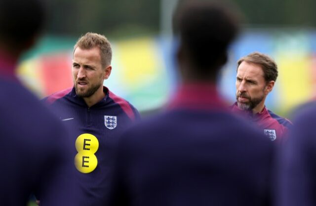 O capitão da Inglaterra, Harry Kane, e o técnico dos Three Lions, Gareth Southgate