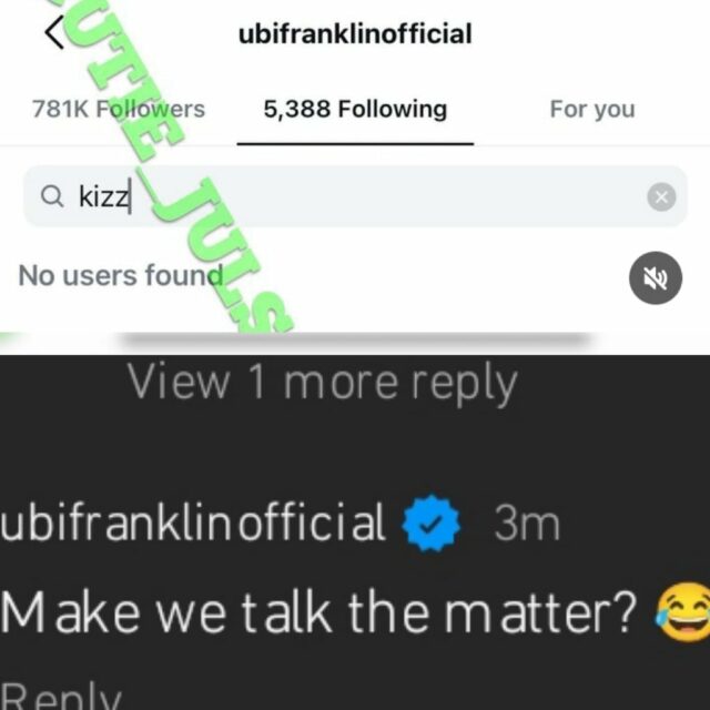 Ubi Franklin reage quando Kizz Daniel o bloqueia no Instagram