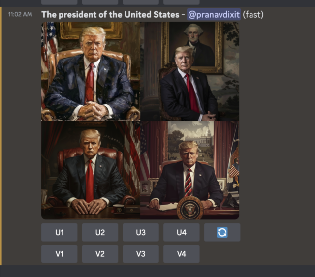 Midjourney criou uma imagem de Trump, apesar de dizer que não.