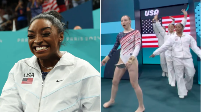 Simone Biles esquece o protocolo das Olimpíadas antes da final da equipe de ginástica