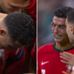 Cristiano Ronaldo foi consolado pelos companheiros de seleção de Portugal depois de perder um pênalti (BBC)