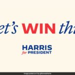 Campanha de Kamala Harris estreia novo logotipo eleitoral oficial