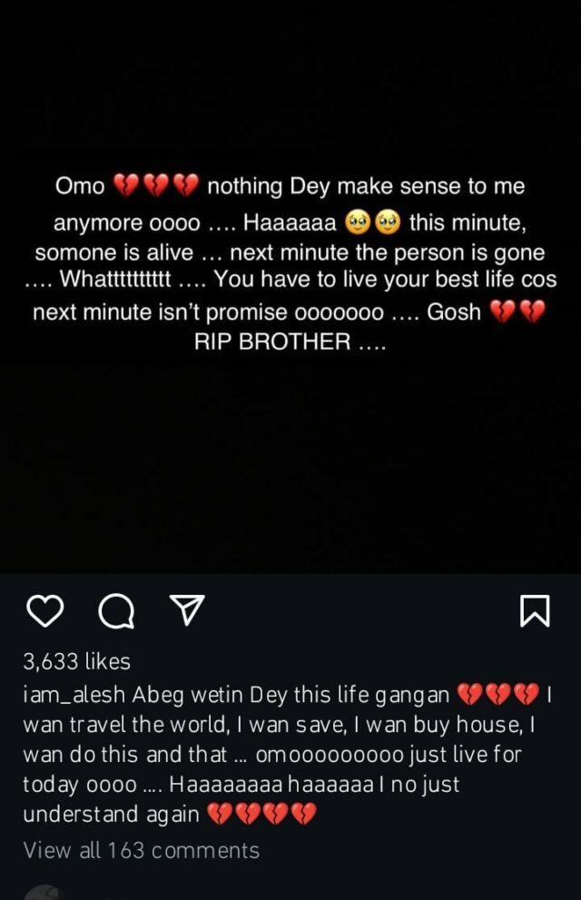 Alesh Sanni está de luto por seu irmão 