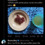 Burna Boy dá sombra a Daniel Regha sobre sua comida