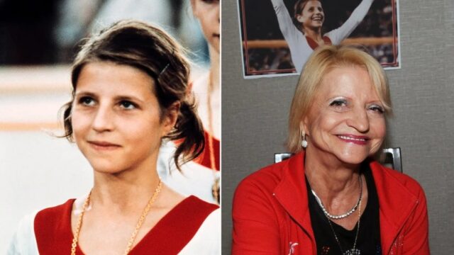 Olga Korbut em 1972 e 2017