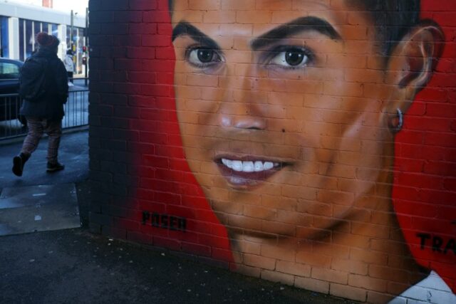 Futebol Futebol - Cristiano Ronaldo deixa o Manchester United - Manchester, Grã-Bretanha, 23 de novembro de 2022 Vista geral do mural de Cristiano Ronaldo em frente ao pub The Tafford em Manchester REUTERS/Phil Noble